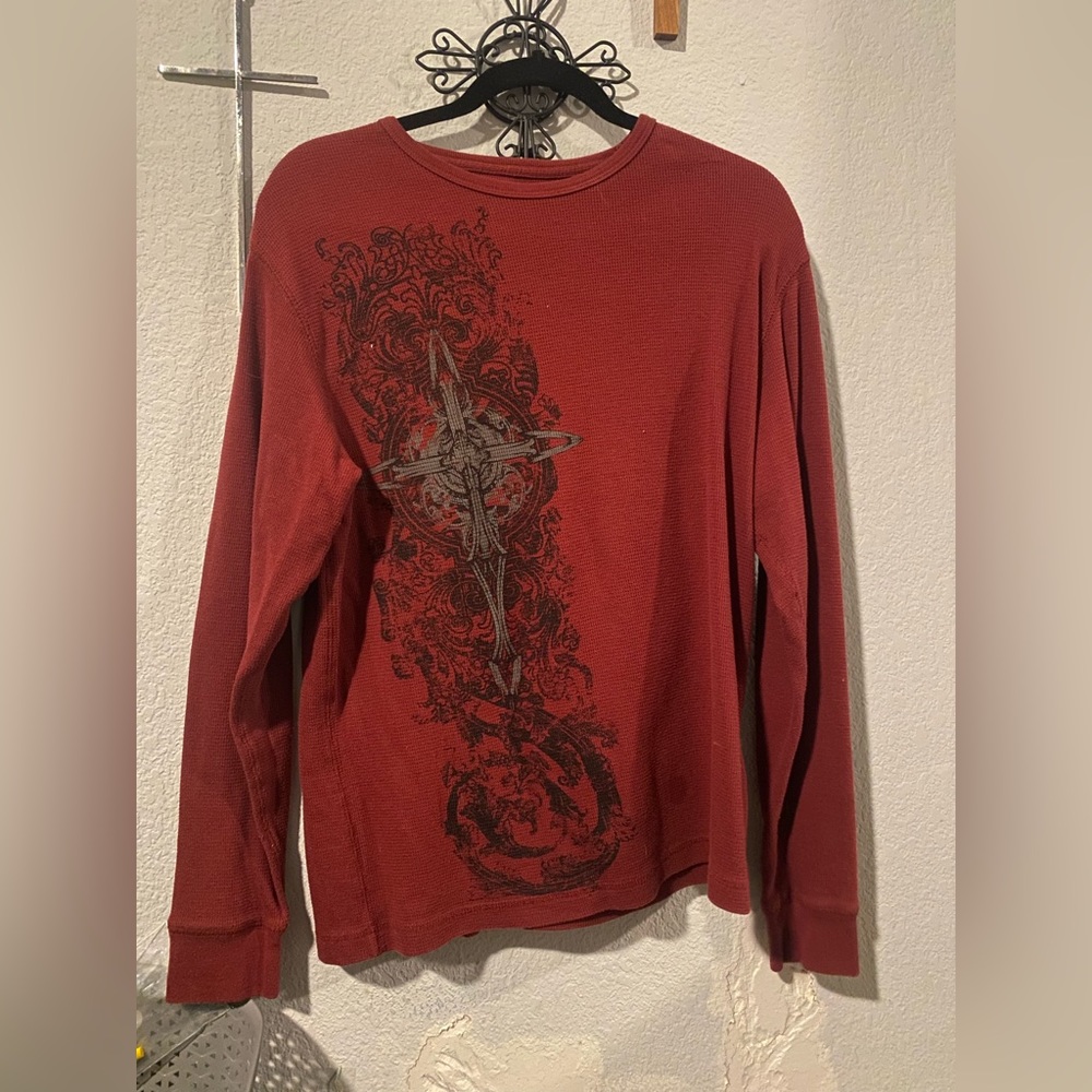 Y2k grunge punk longsleeve. Waffle pattern texture